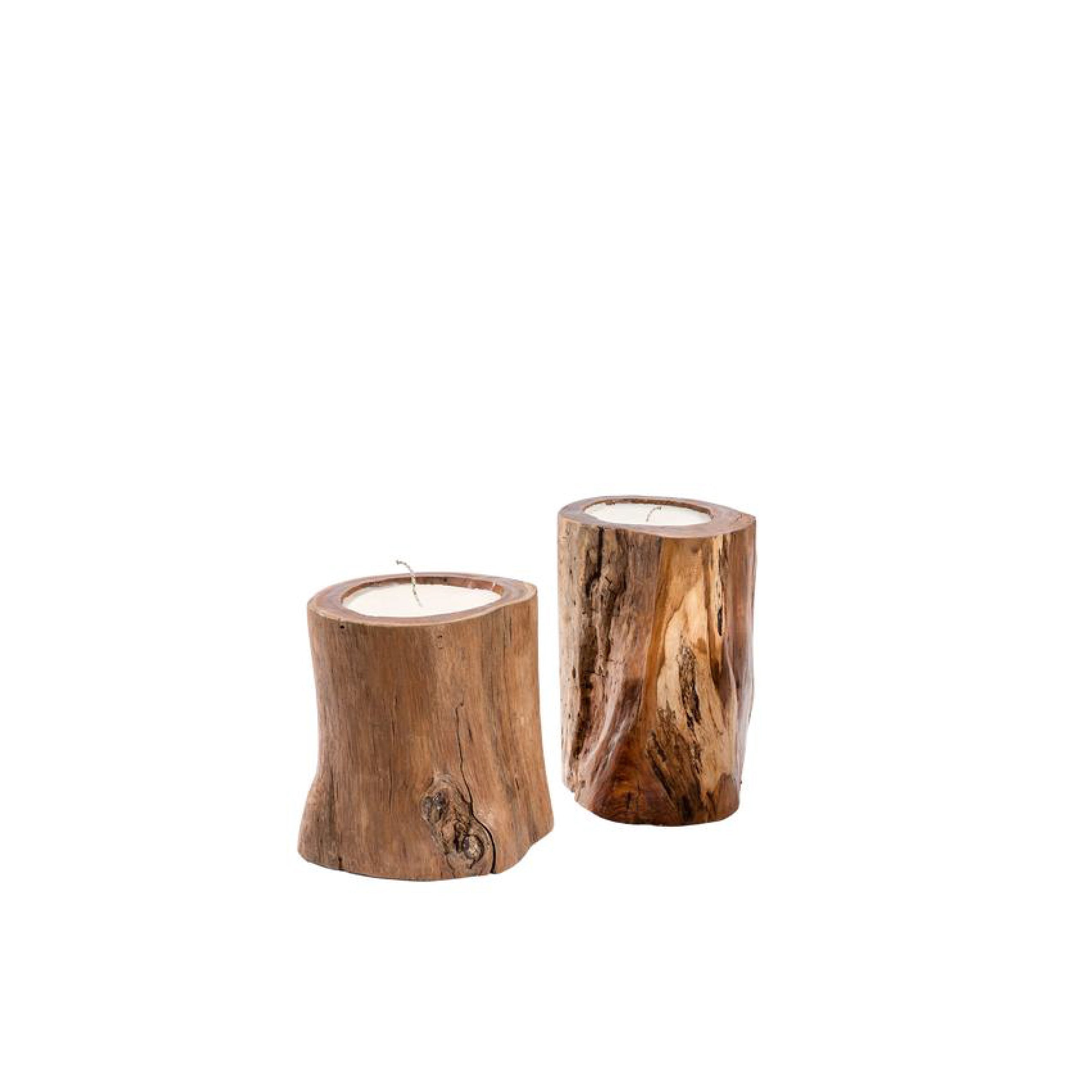 Wood Candle Set Of 2