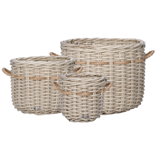 Pot Basket With Fiber Rope Set Of 3