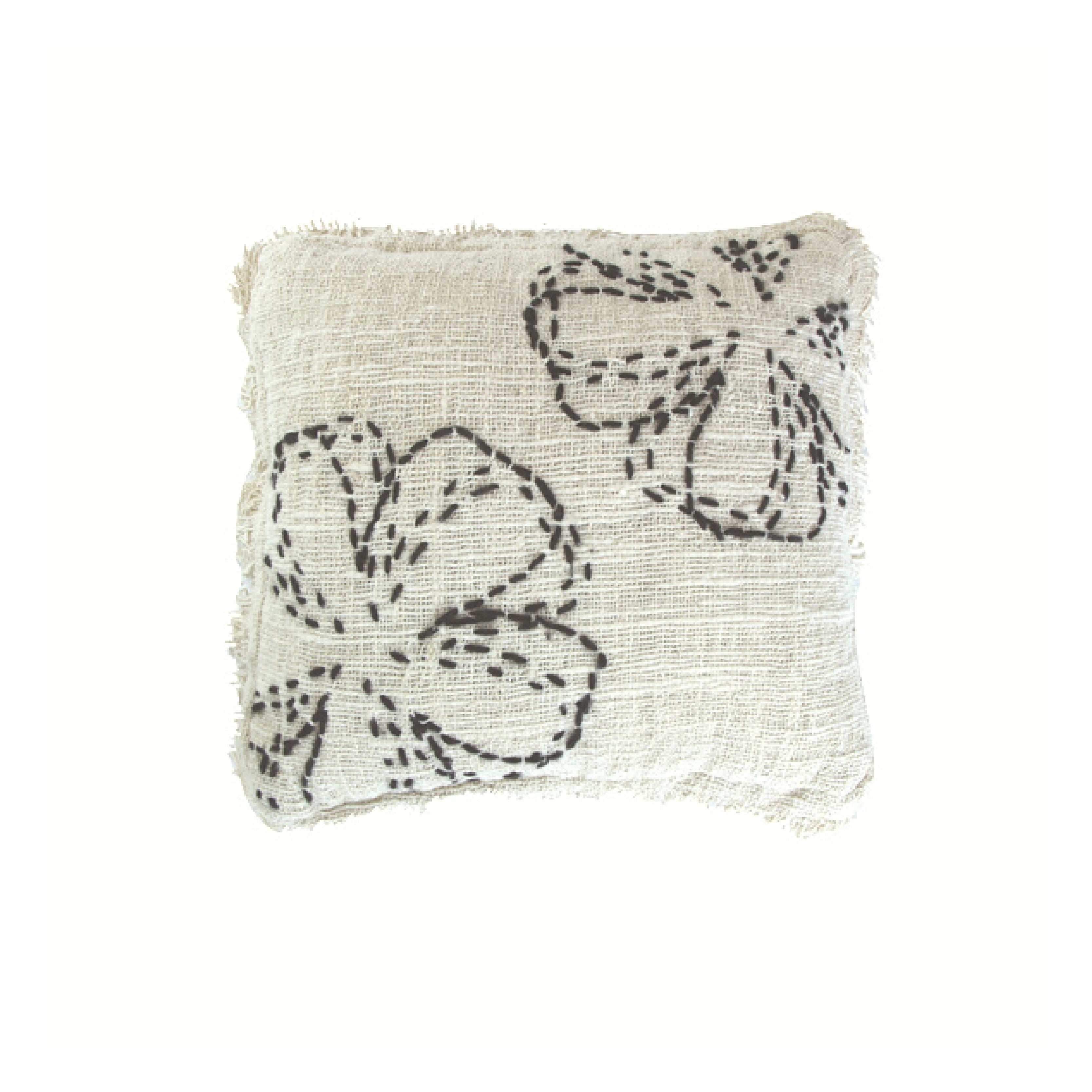 Rossa Rustic Cushion With Fringing & Hand Stitching