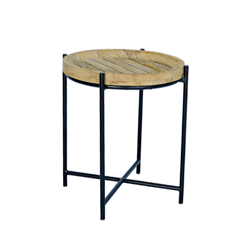 Island Round Side Table Cross Slate 45