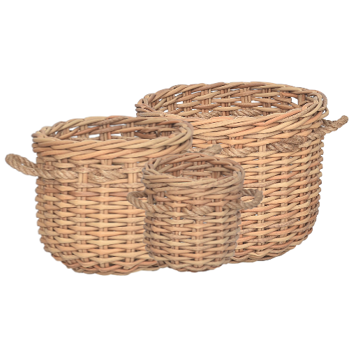 Pot Basket With Fiber Rope Set Of 3