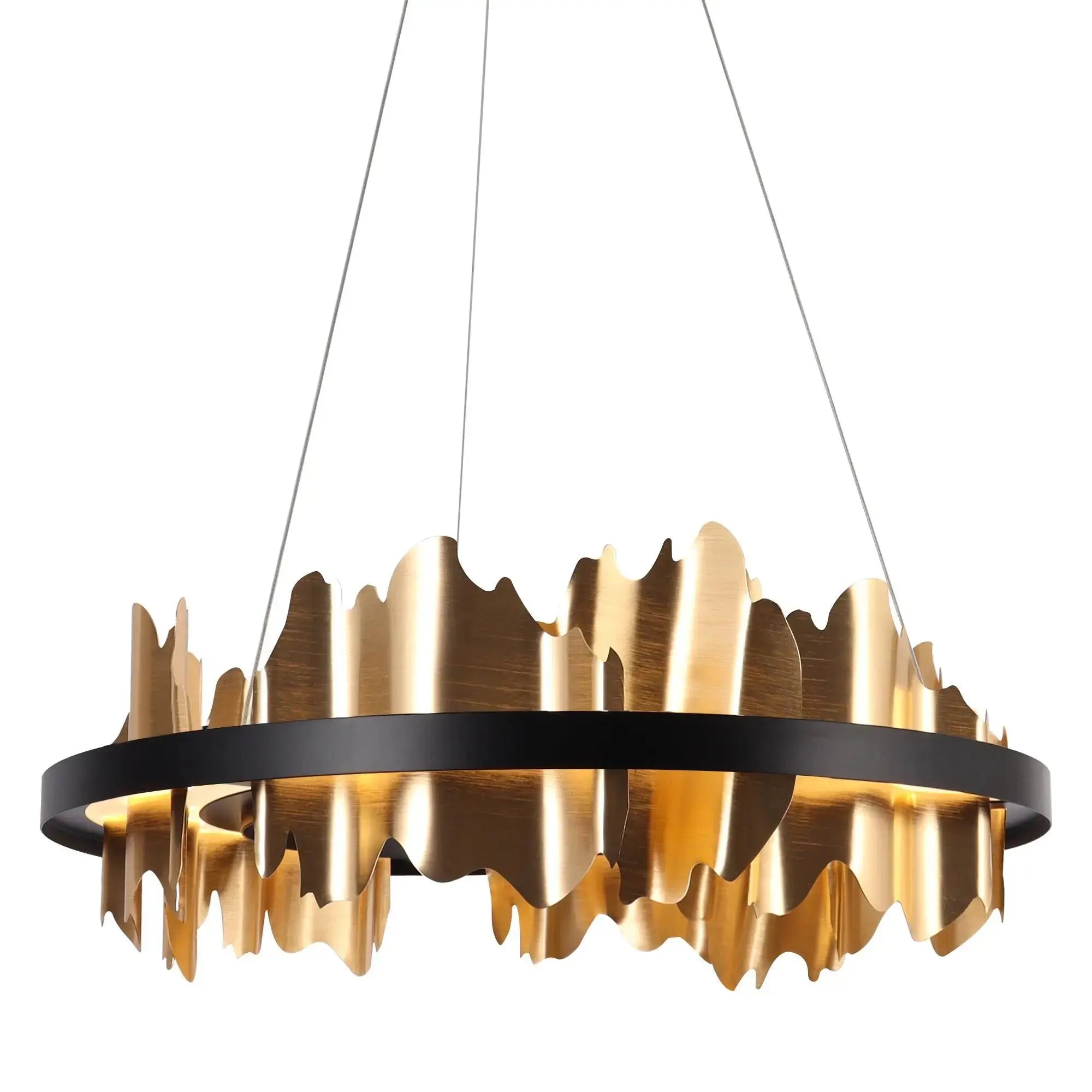 Synthienniser 1-Light 23.5"Glam Black and Gold Drum LED Chandelier