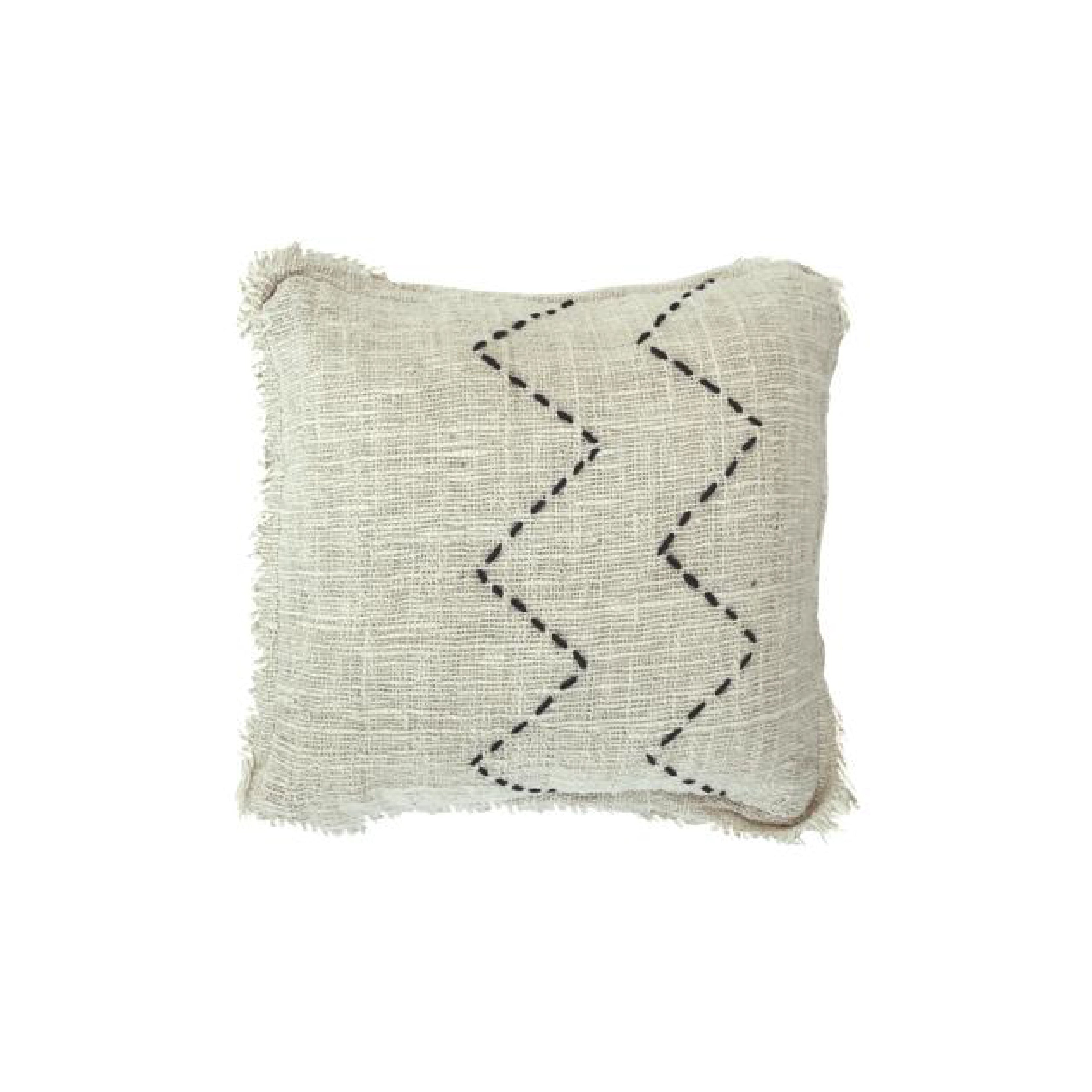 Tomasso Rustic Cushion With Fringing & Hand Stitching