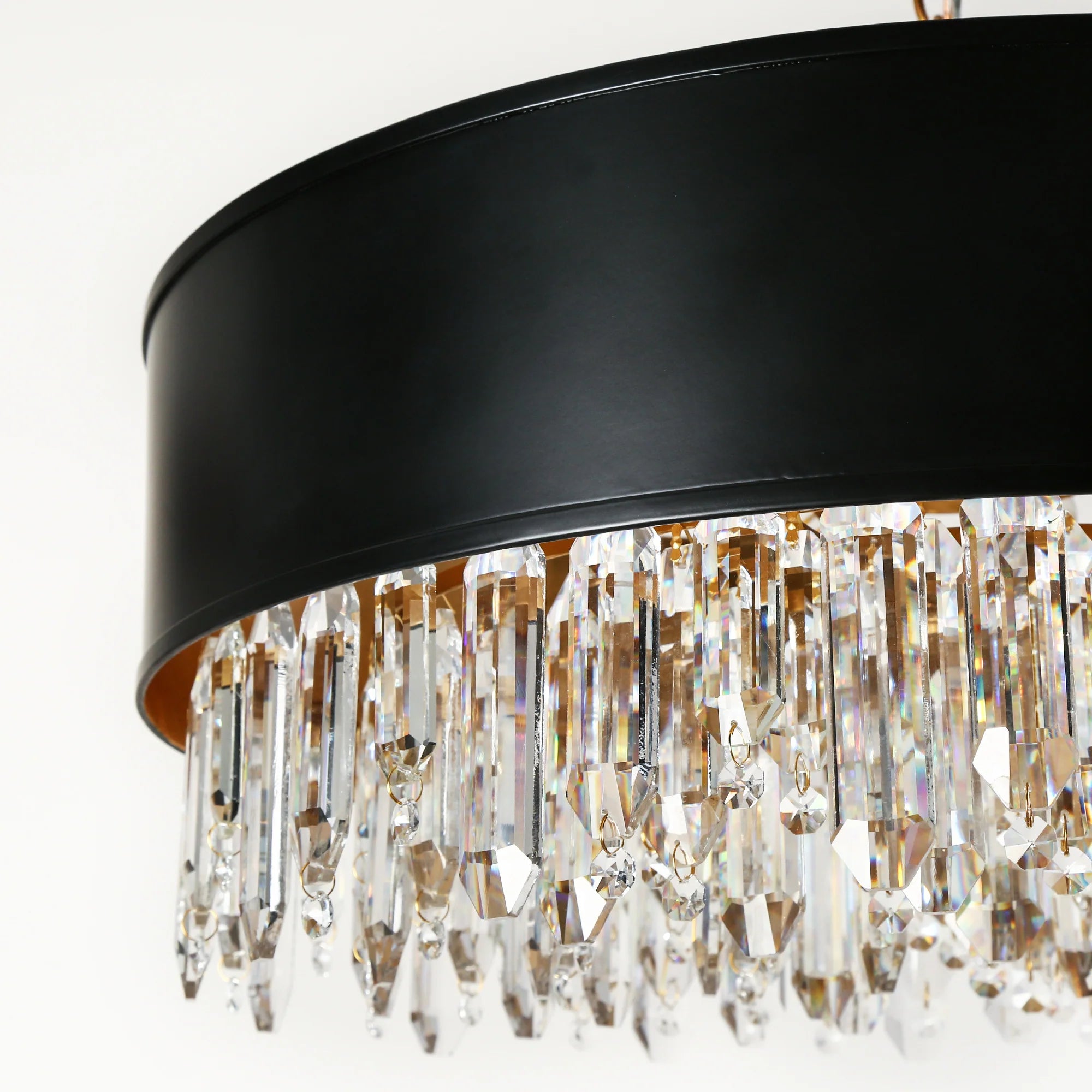 Phesonlaxy 9-Light 24" Glam Black and Brass Drum Chandelier